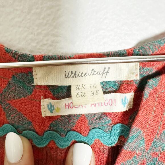 White Stuff Red Mixed Print Sleeveless Tank Blouse sz 6 - Picture 4 of 8